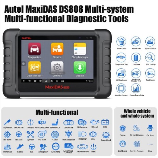 Original Autel MaxiDAS DS808K Tablet Diagnostic Tool Full Set Support Injector Coding & Key Coding Original Autel MaxiDAS DS808K Tablet Diagnostic Tool Full Set Support Injector Coding & Key Coding