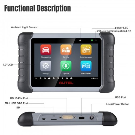 2023 Autel MaxiCOM MK808Z Bi-Directional Full System Diagnostic Tablet with Android 11 Operating System Upgraded Version of MK808/MX808