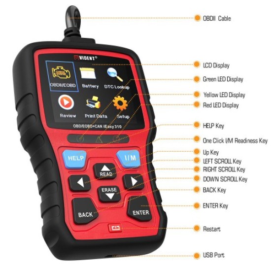 Vident iEasy310 OBD2 Scanner OBDII Code Reader and Car Diagnostic Tool OBD2 Automotive Scanner Vident iEasy310 OBD2 Scanner OBDII Code Reader and Car Diagnostic Tool OBD2 Automotive Scanner
