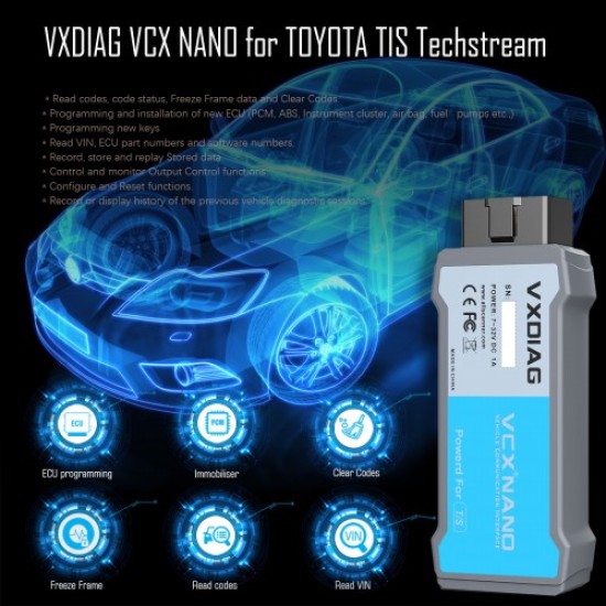 Wifi VXDiag VCX Nano for Toyota Techstream V17.30.011 Compatible with SAE J2534 Support Year 2020 Wifi VXDiag VCX Nano for Toyota Techstream V17.30.011 Compatible with SAE J2534 Support Year 2020